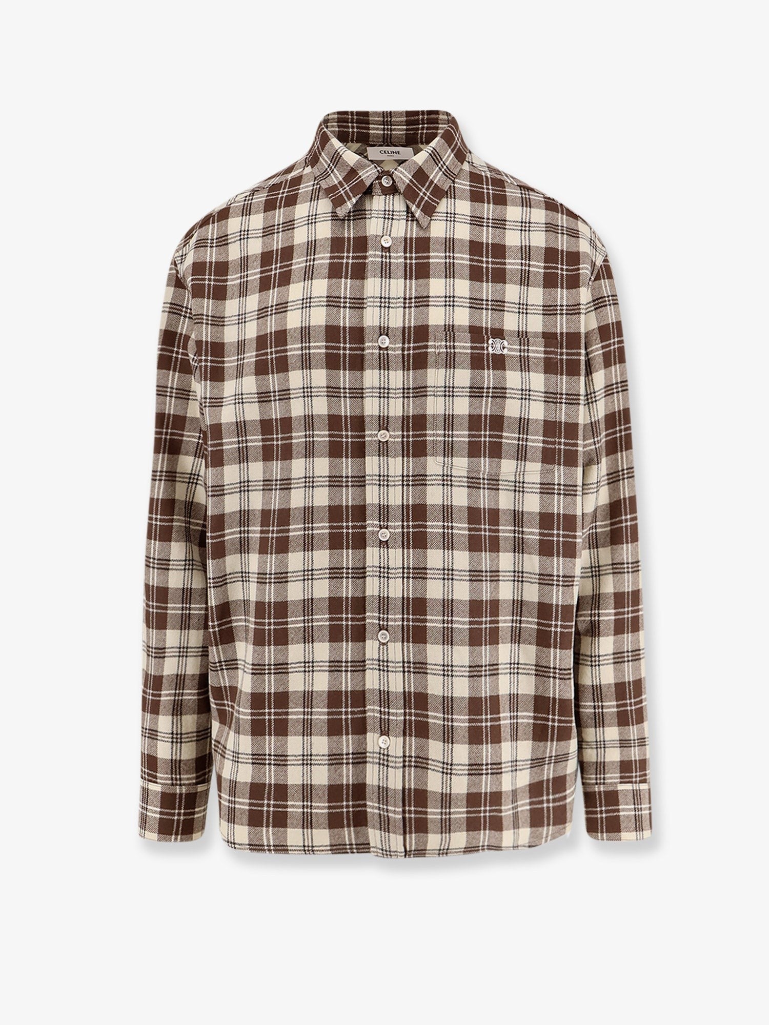 Celine Men's Madras Wool Shirt Beige Celine