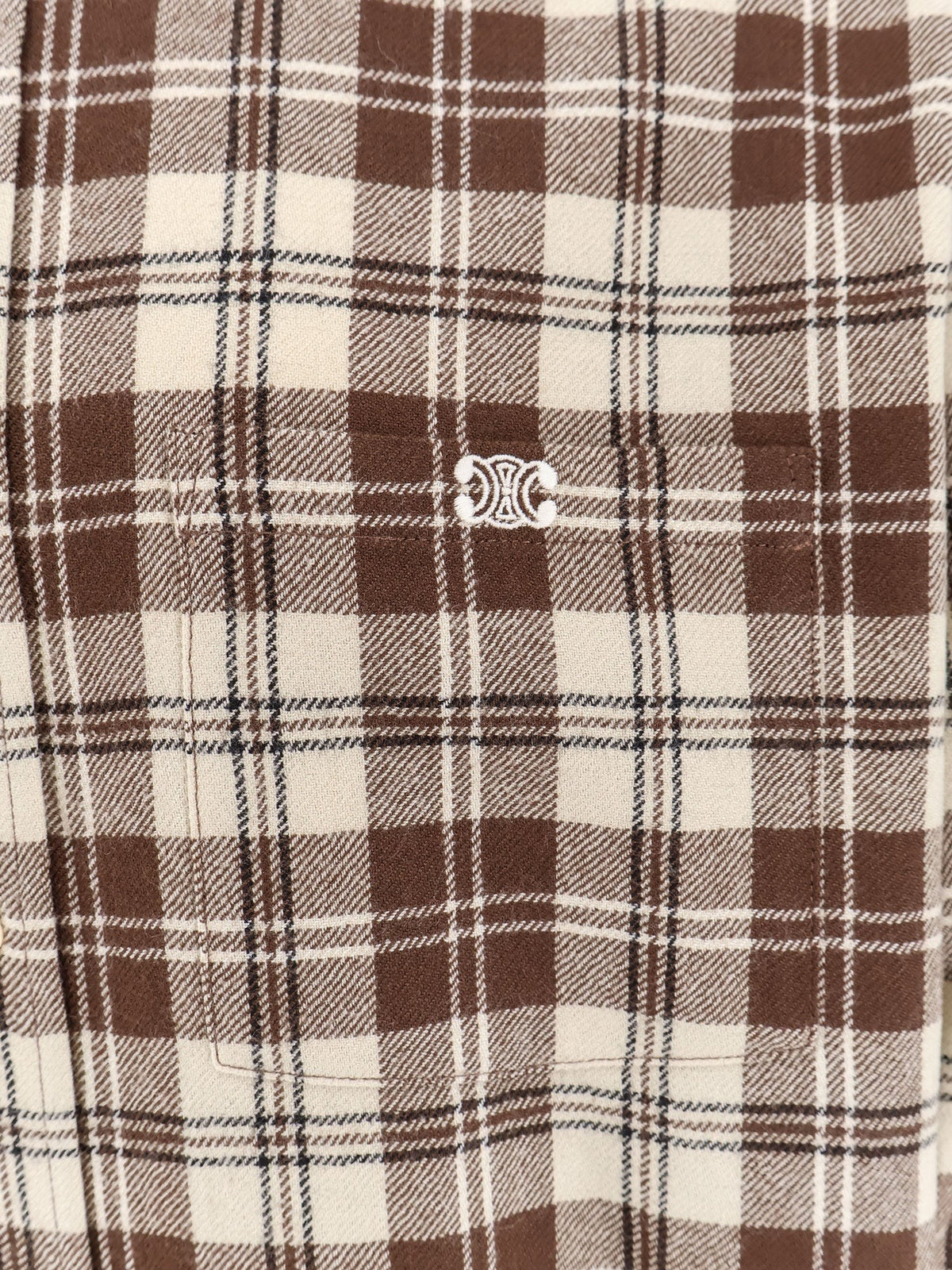 Celine Men's Madras Wool Shirt Beige