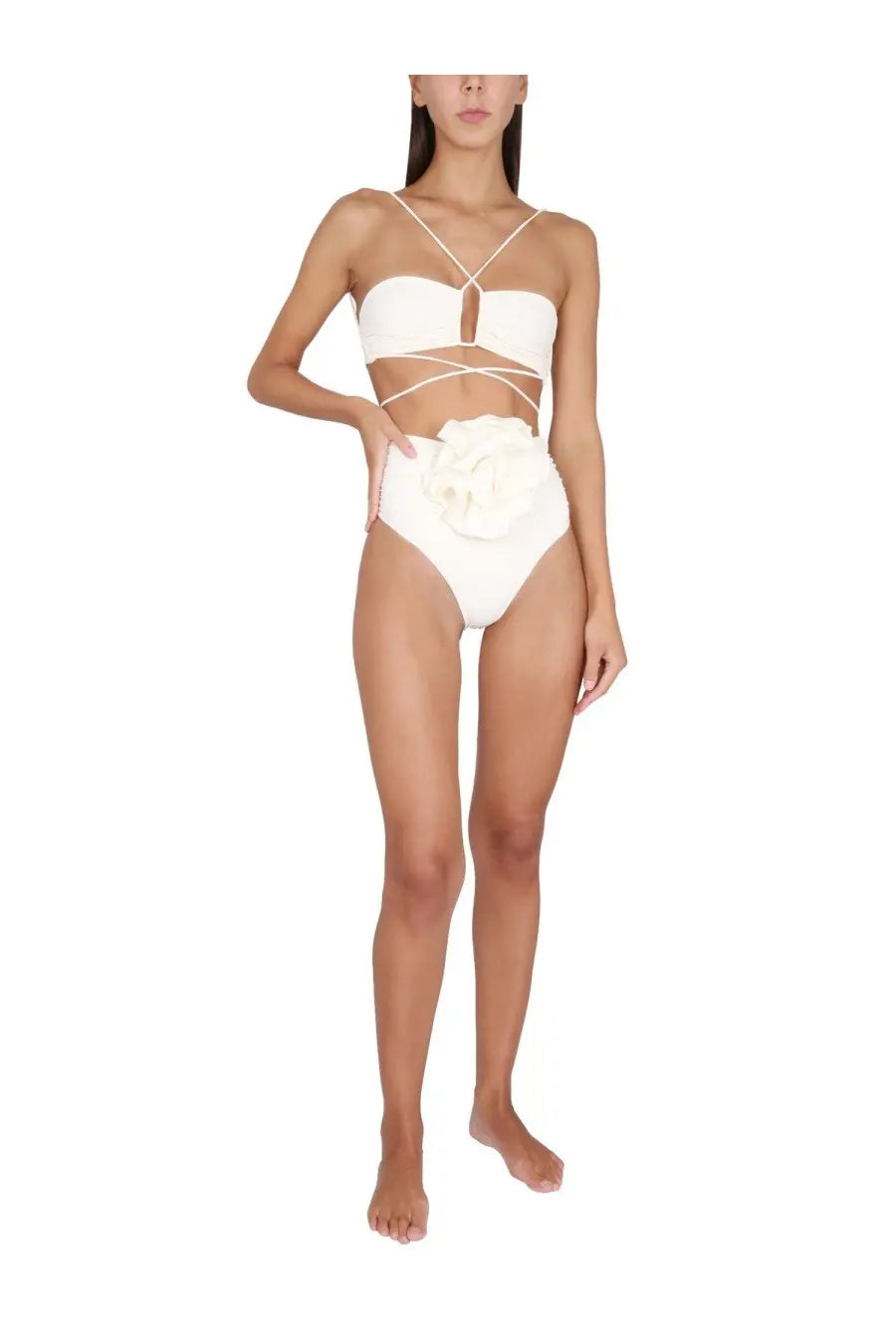 Magda Butrym Women's High Waist Bikini Bottoms White, view 2