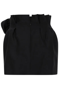 Black high-waisted miniskirt by magda butrym with ruffled structured design and central zipper closure