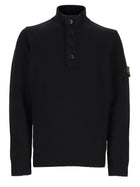 Stone Island Men's Sweater with Buttons Patch Black