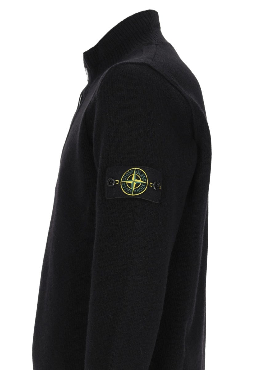 Stone Island Men's Sweater with Buttons Patch Black, view 3