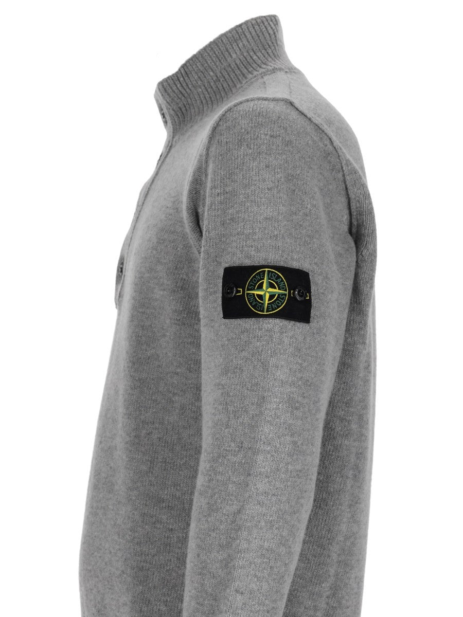 Stone Island Men's Maglia Con Bottoni Patch Grey