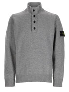 Stone Island Men's Sweater with Buttons Patch Grey