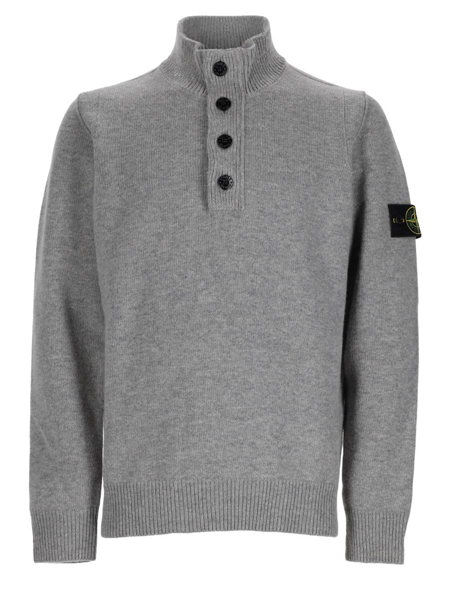 Stone Island Men's Maglia Con Bottoni Patch Grey
