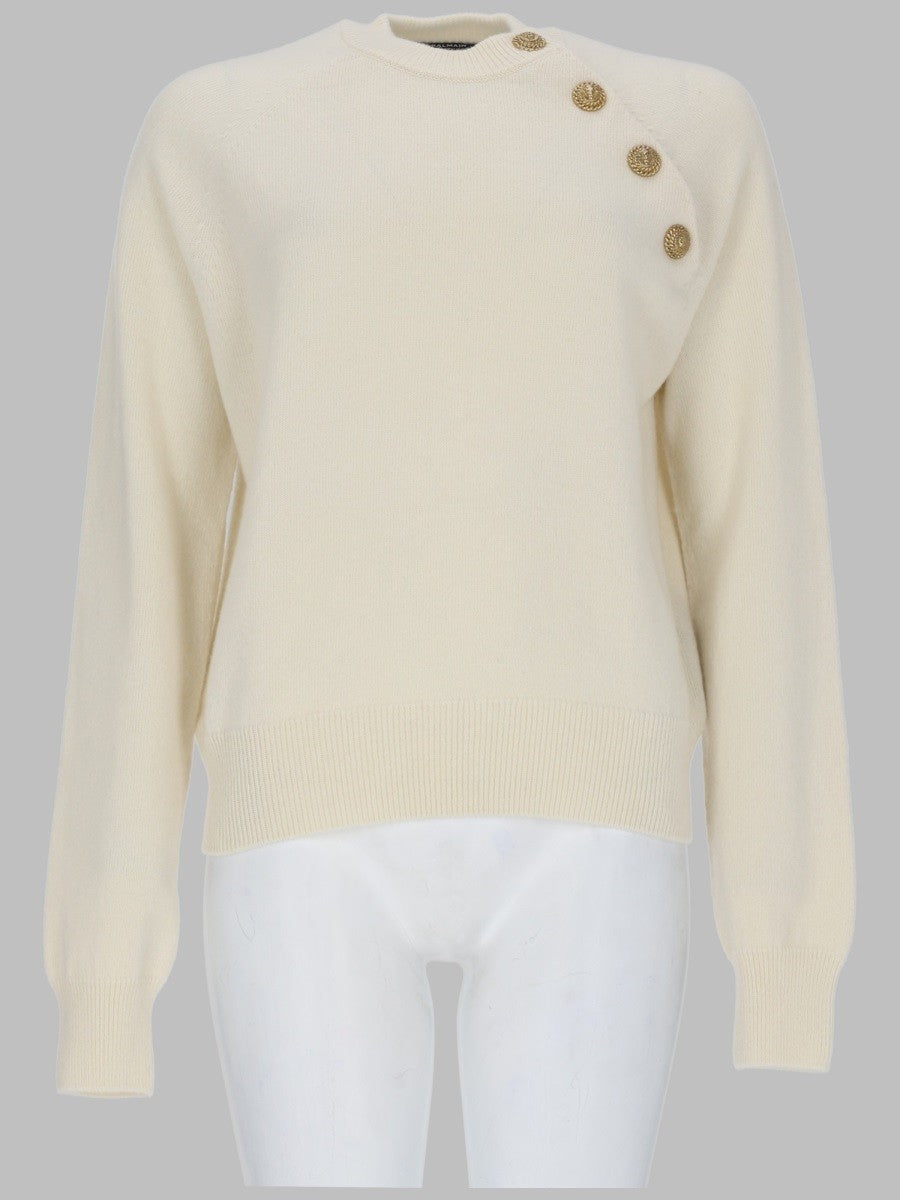 Balmain Women's Maglia Con Bottoni Gioiello Beige