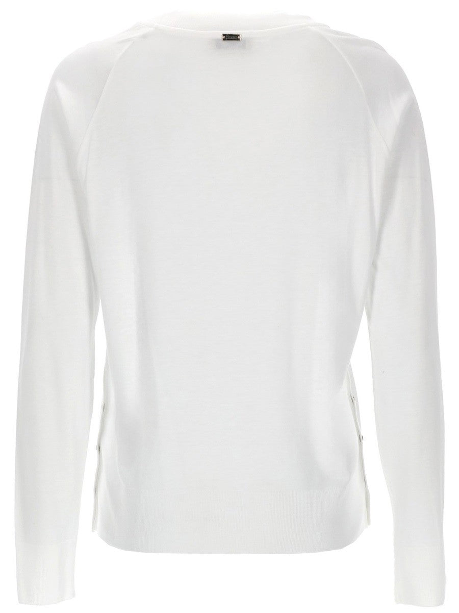 Herno Women's Sweater with Buttons Laterali White, view 3