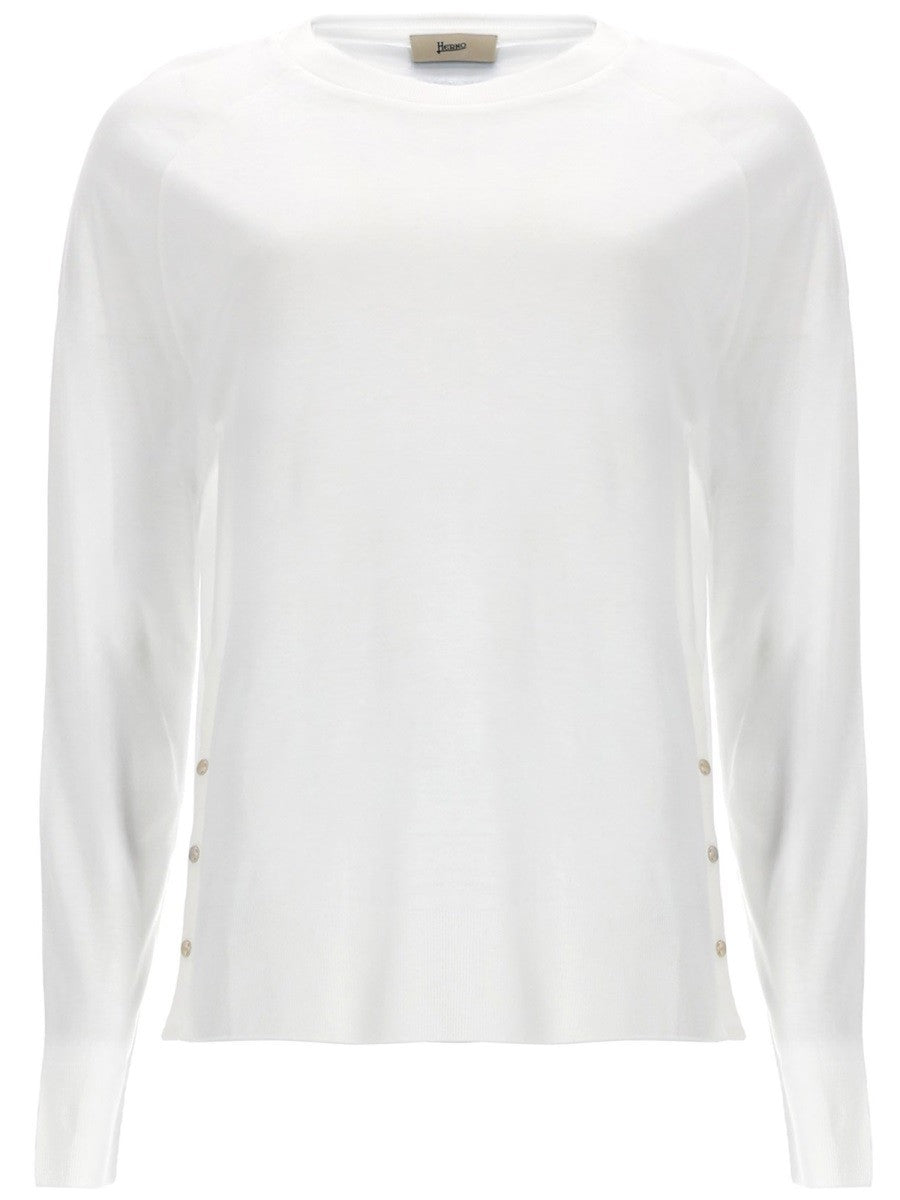 Herno Women's Sweater with Buttons Laterali White