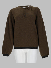 MM6 Maison Margiela Women's Maglia Con Dettagli Sfrangiati Brown