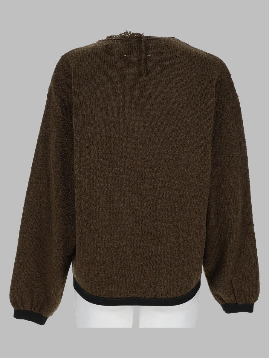 MM6 Maison Margiela Women's Maglia Con Dettagli Sfrangiati Brown