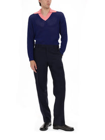 Fendi Men's Maglia Con Lavorazione Trecce Cablé Blue