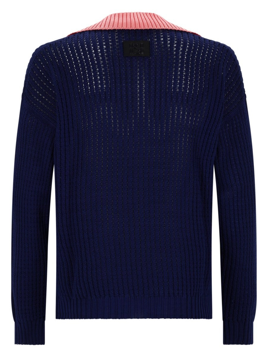 Fendi Men's Maglia Con Lavorazione Trecce Cablé Blue