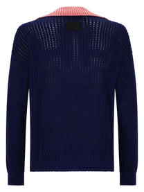 Fendi Men's Maglia Con Lavorazione Trecce Cablé Blue