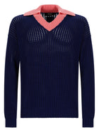 Fendi Men's Sweater with Cable-Knit Cablé Blue