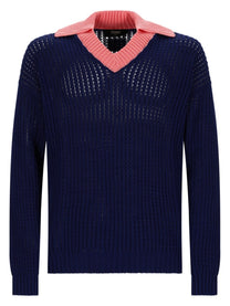 Fendi Men's Maglia Con Lavorazione Trecce Cablé Blue