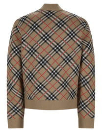 Burberry Men's Maglia Con Zip Stampa Check Beige
