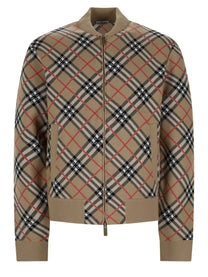 Burberry Men's Maglia Con Zip Stampa Check Beige