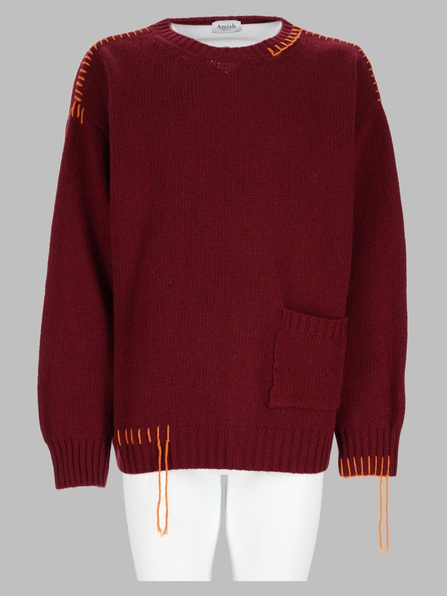 Amish Supplies Men's Maglia Crew Crop in Lana Red