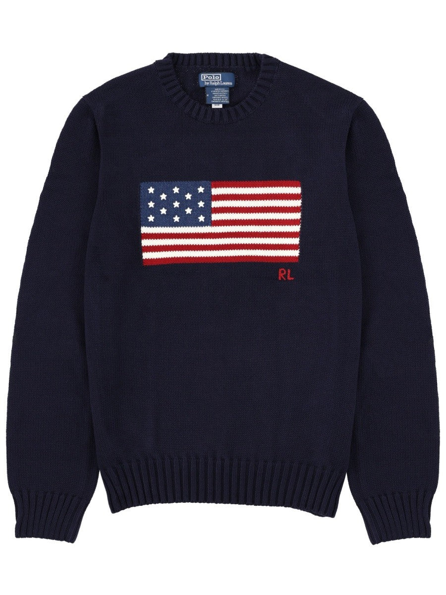 Polo Ralph Lauren Men's Maglia Flag in Cotone Blue