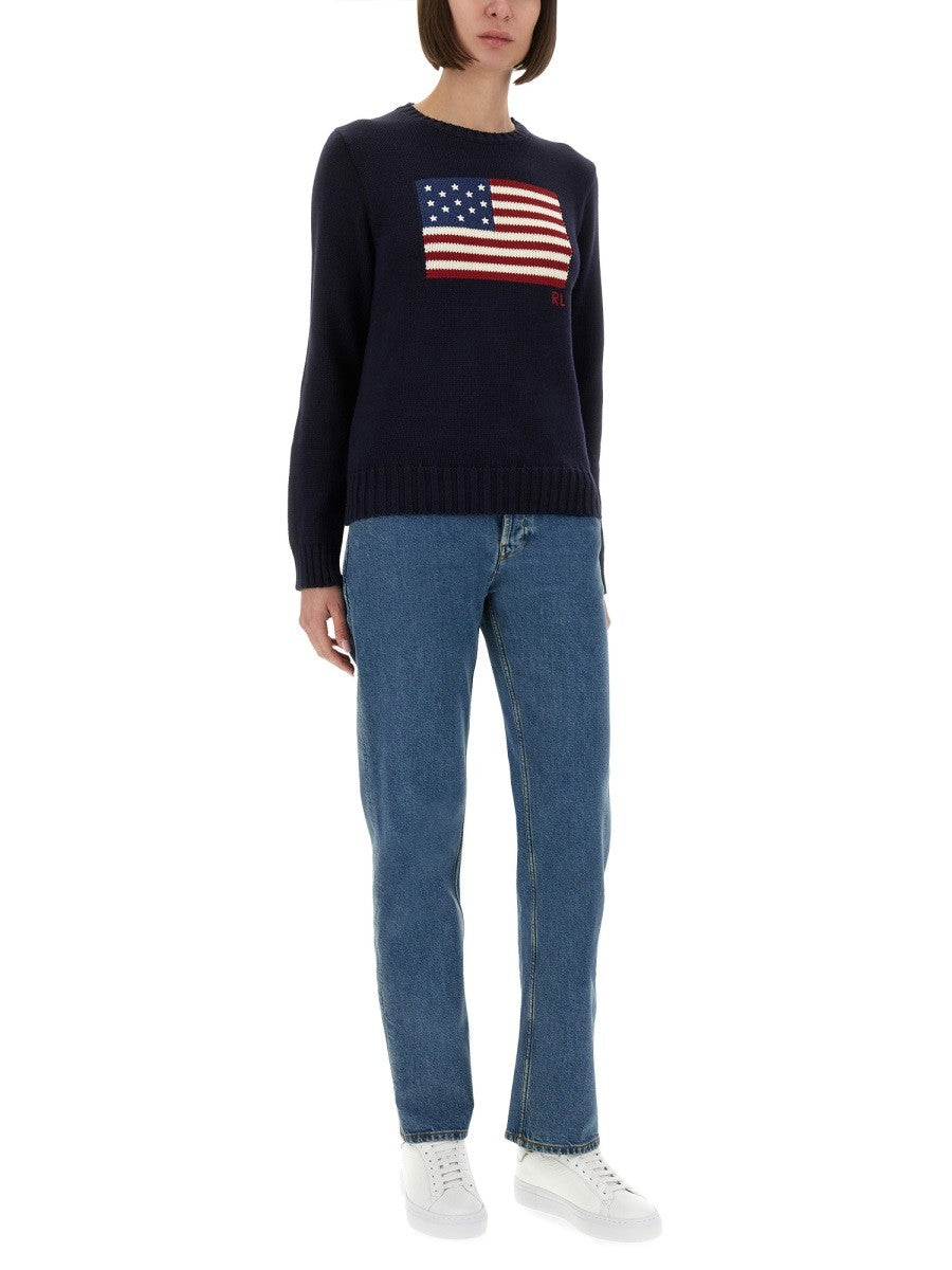 Polo Ralph Lauren Women's Flag Sweater Blue, view 2