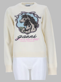 Ganni Women's Maglia Horse White