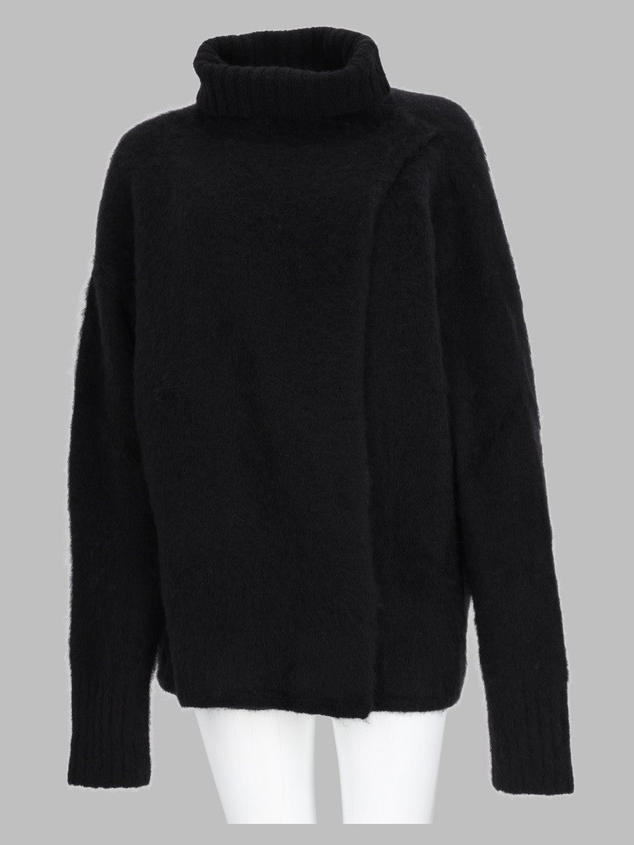 Uma Wang Women's Alpaca Wool Collar High Sweater Black