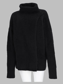 Uma Wang Women's Alpaca Wool Collar High Sweater Black