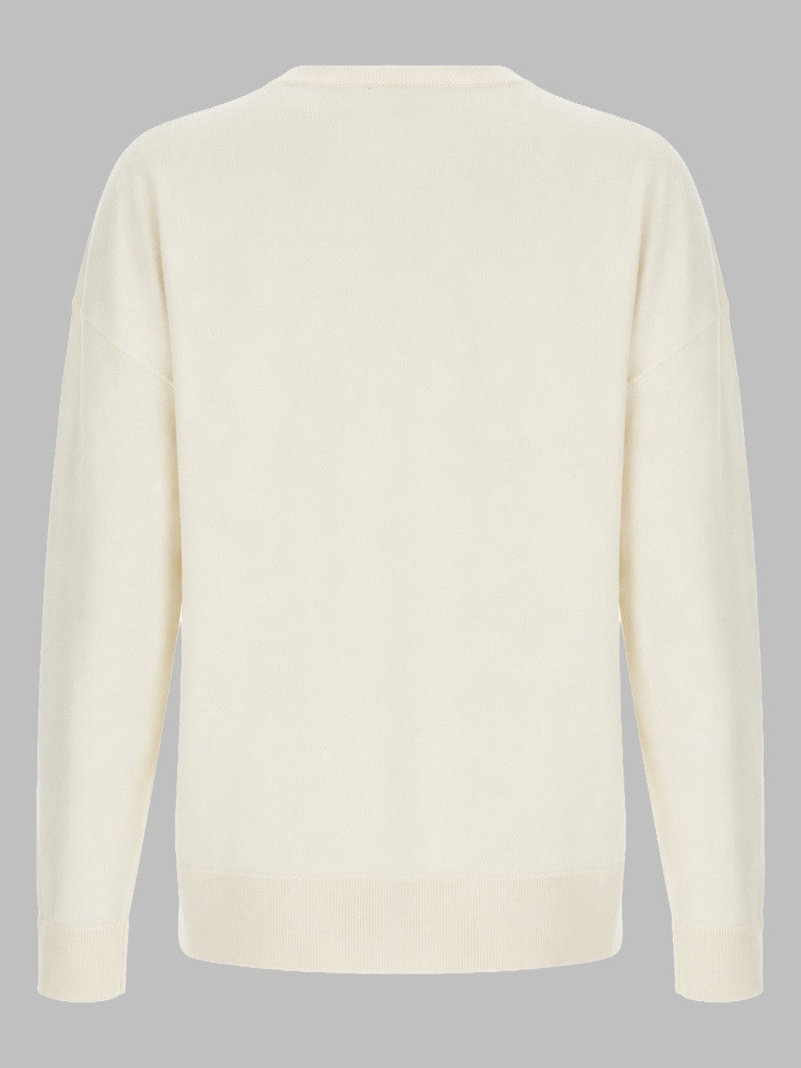 CO Women's Maglia in Cashmere Con Scollo White