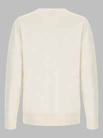 CO Women's Maglia in Cashmere Con Scollo White