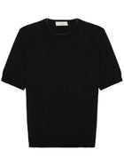 Luigi Gentile Men's Cotton Short-Sleeve Sweater Black