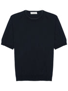Luigi Gentile Men's Cotton Short-Sleeve Sweater Blue