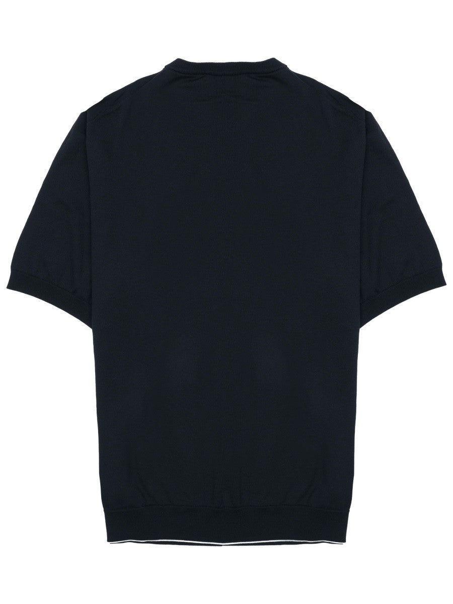 Luigi Gentile Men's Cotton Short-Sleeve Sweater Blue, view 2