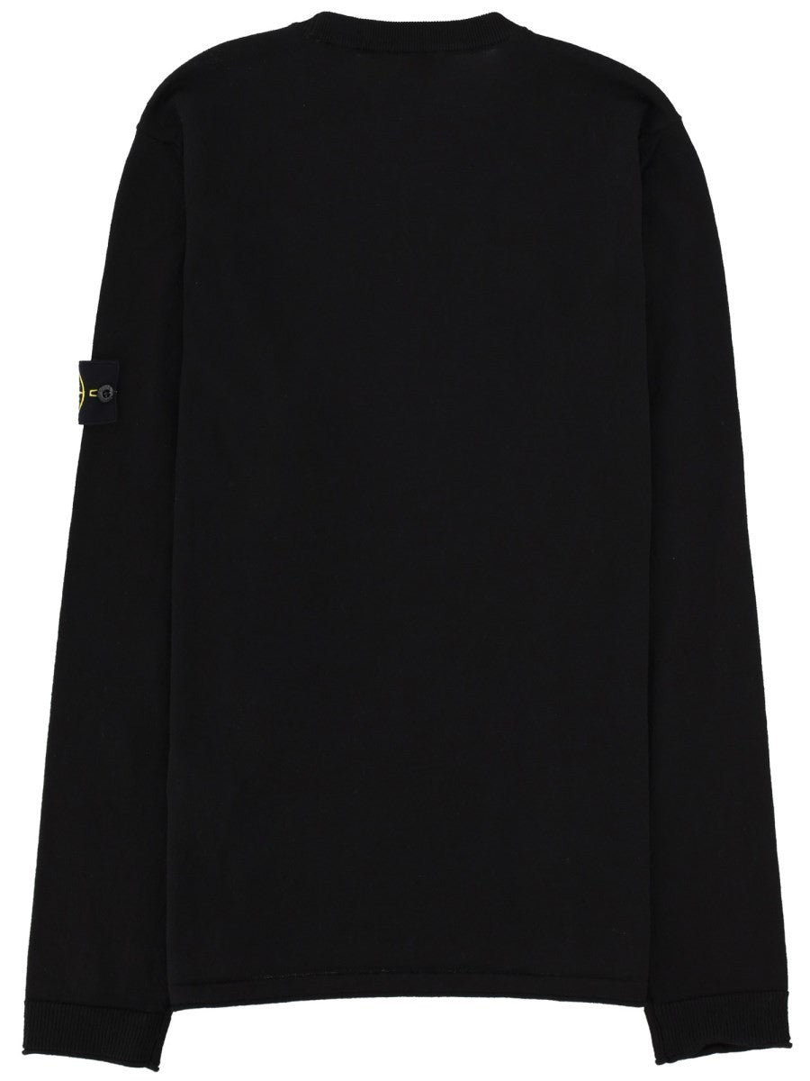 Stone Island Men's Maglia in Cotone Con Patch Black
