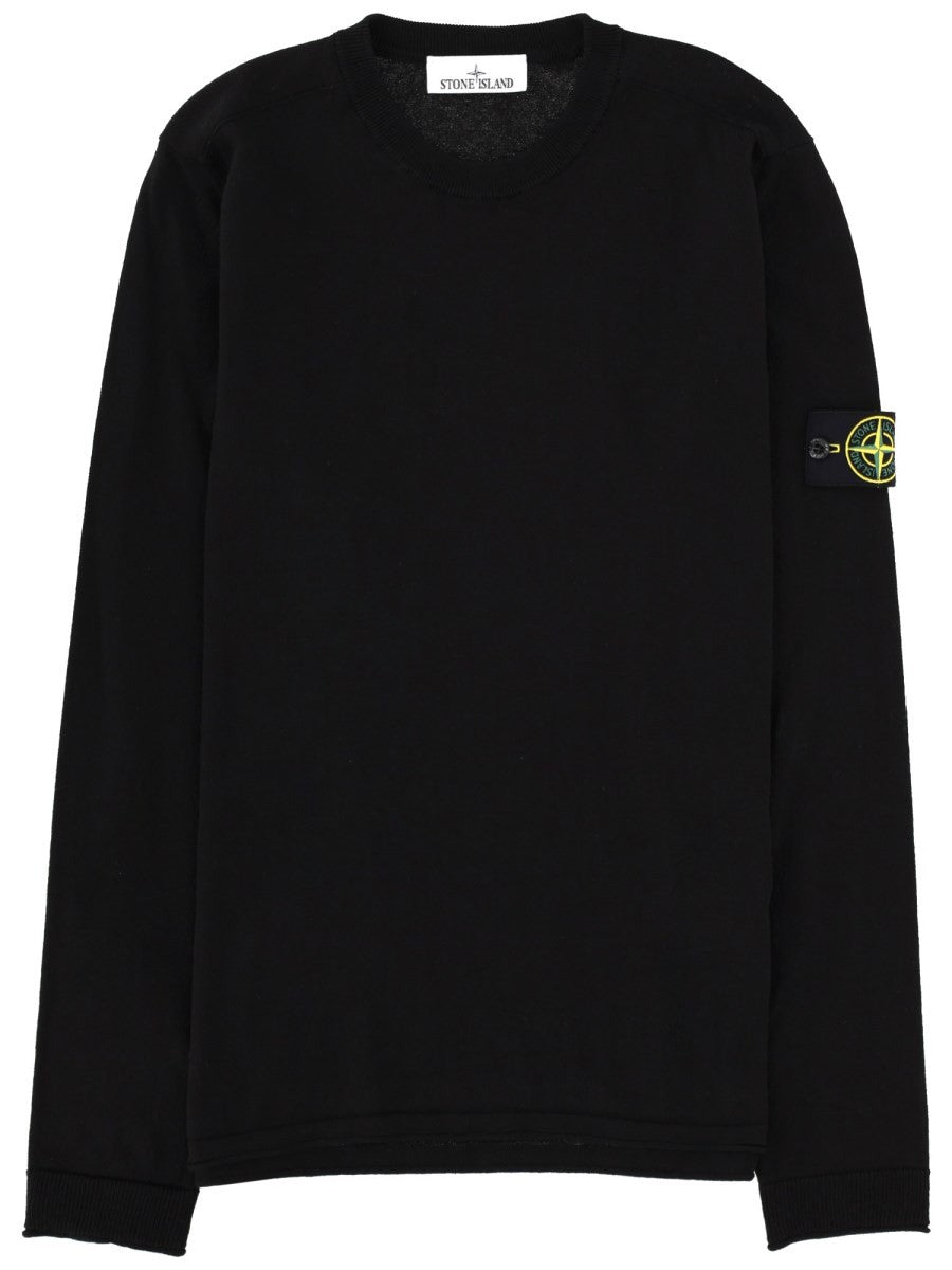 Stone Island Men's Maglia in Cotone Con Patch Black