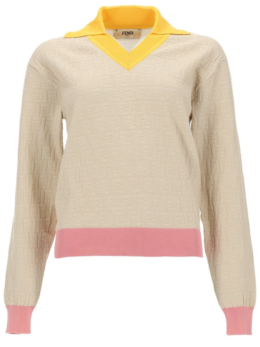 Fendi Women's Maglia in Cotone Seta Beige