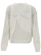 Max Mara Women's Cotton Embroidered Sweater White, view 3