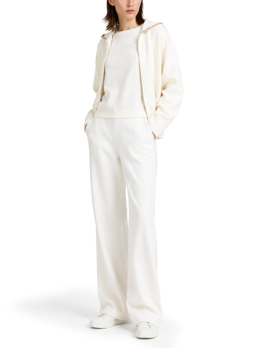 Max Mara Women's Filato Wool Sweater with Rilievo White, view 2