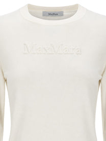 Max Mara Women's Filato Wool Sweater with Rilievo White, view 3