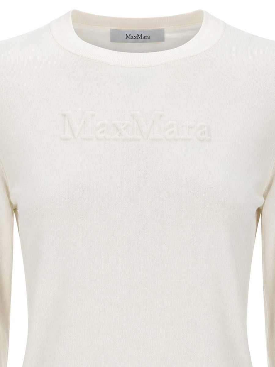 Max Mara Women's Filato Wool Sweater with Rilievo White, view 3