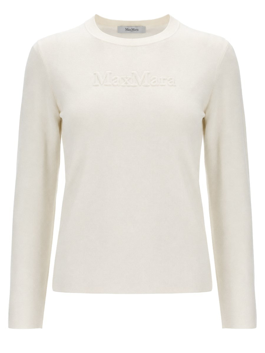 Max Mara Women's Filato Wool Sweater with Rilievo White