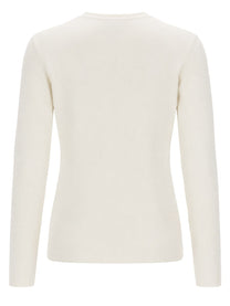 Max Mara Women's Filato Wool Sweater with Rilievo White, view 4