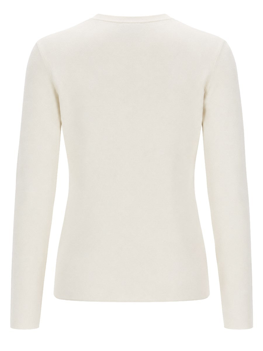 Max Mara Women's Filato Wool Sweater with Rilievo White, view 4