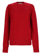 Ami Paris Women's Wool Cable-Knit Sweater Red