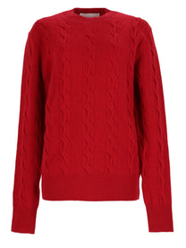 Ami Paris Women's Wool Cable-Knit Sweater Red