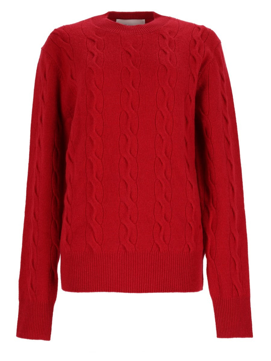 Ami Paris Women's Wool Cable-Knit Sweater Red