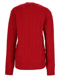 Ami Paris Women's Wool Cable-Knit Sweater Red