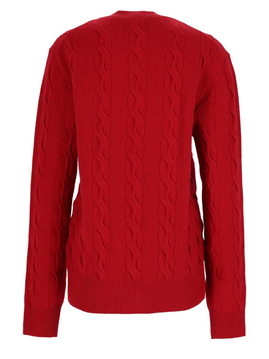 Ami Paris Women's Wool Cable-Knit Sweater Red
