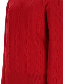 Ami Paris Women's Wool Cable-Knit Sweater Red