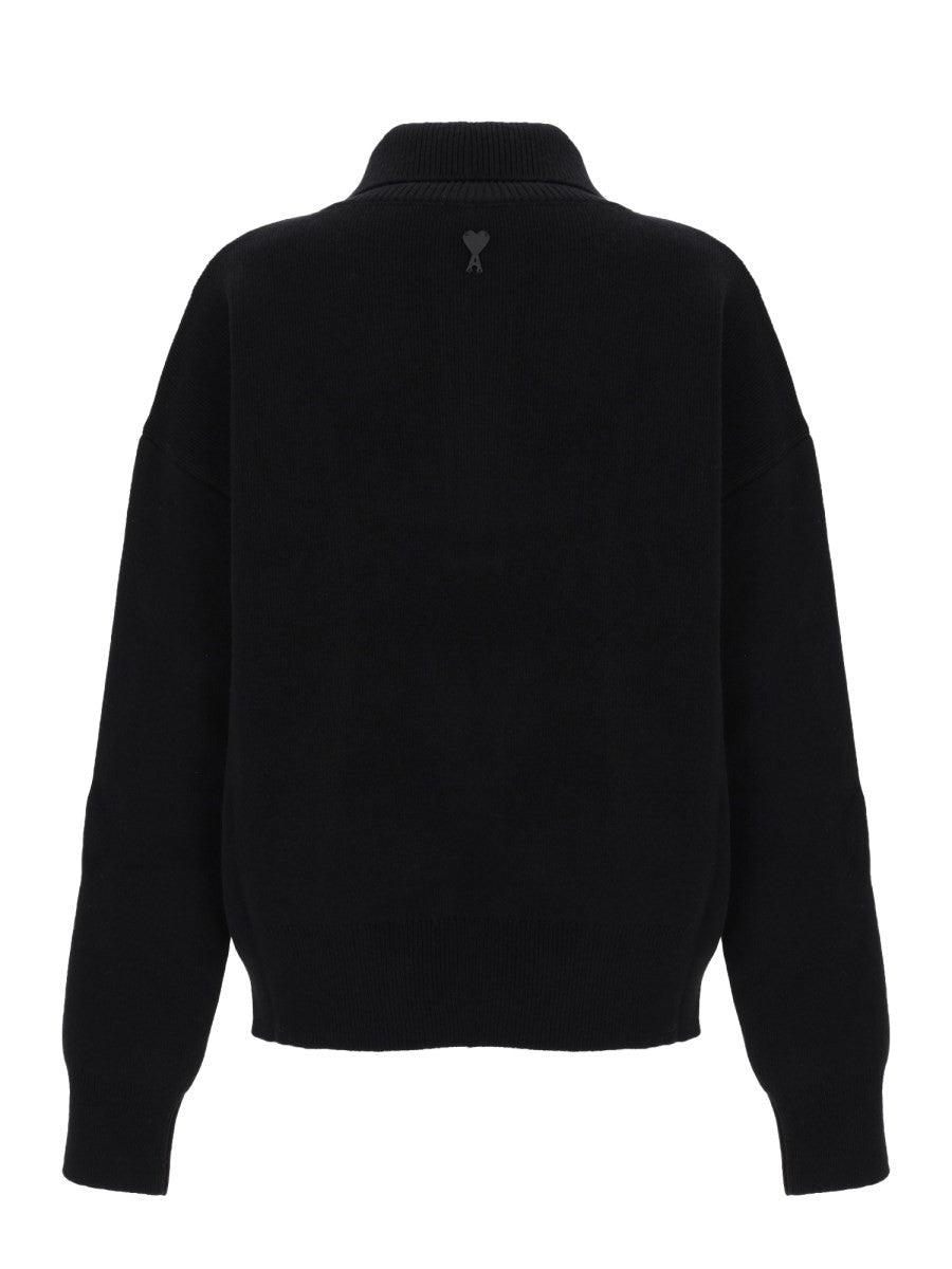 Ami Paris Women's Wool Sweater with Buttons Black, view 2