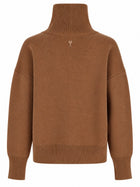 Ami Paris Unisex Wool Sweater with Buttons Brown, view 2